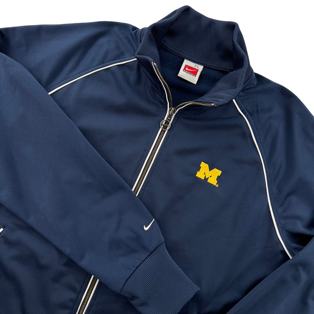 Vtg Y2K Nike Michigan Wolverines Track Jacket Youth XL Women Large Blue Full Zip